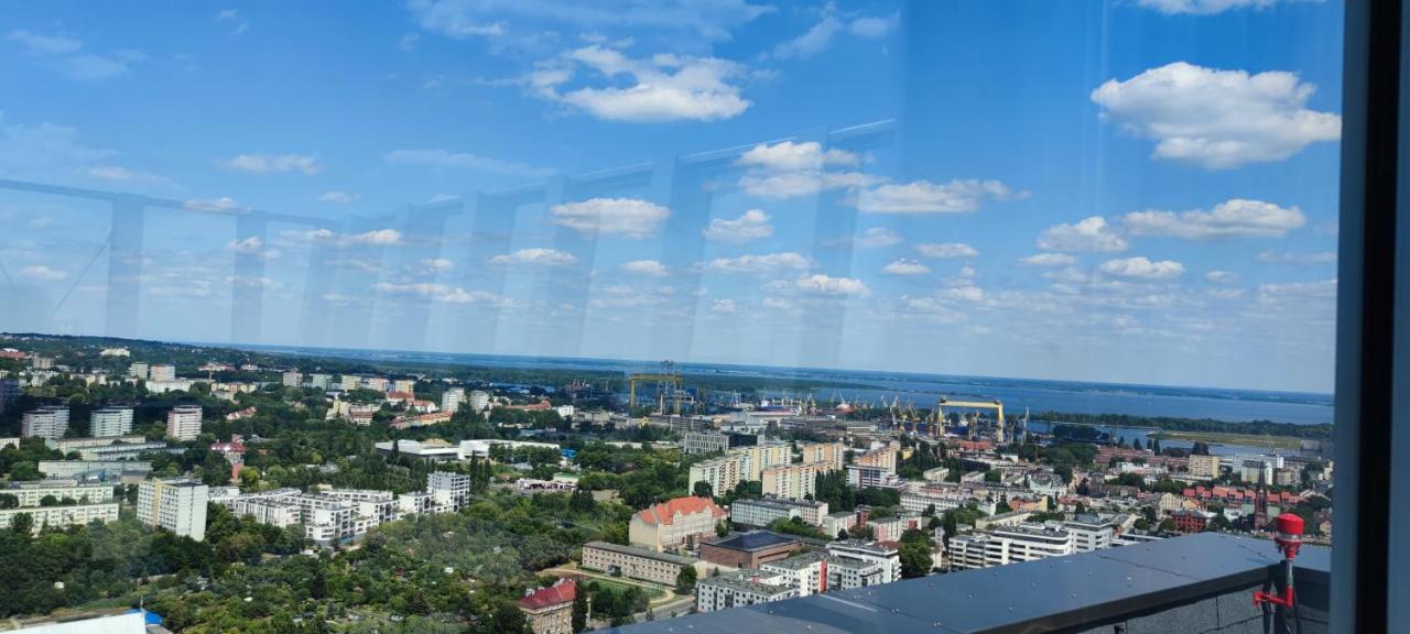 슈체친 Aleda Tower, 14 Floor, Balkon 아파트 외부 사진