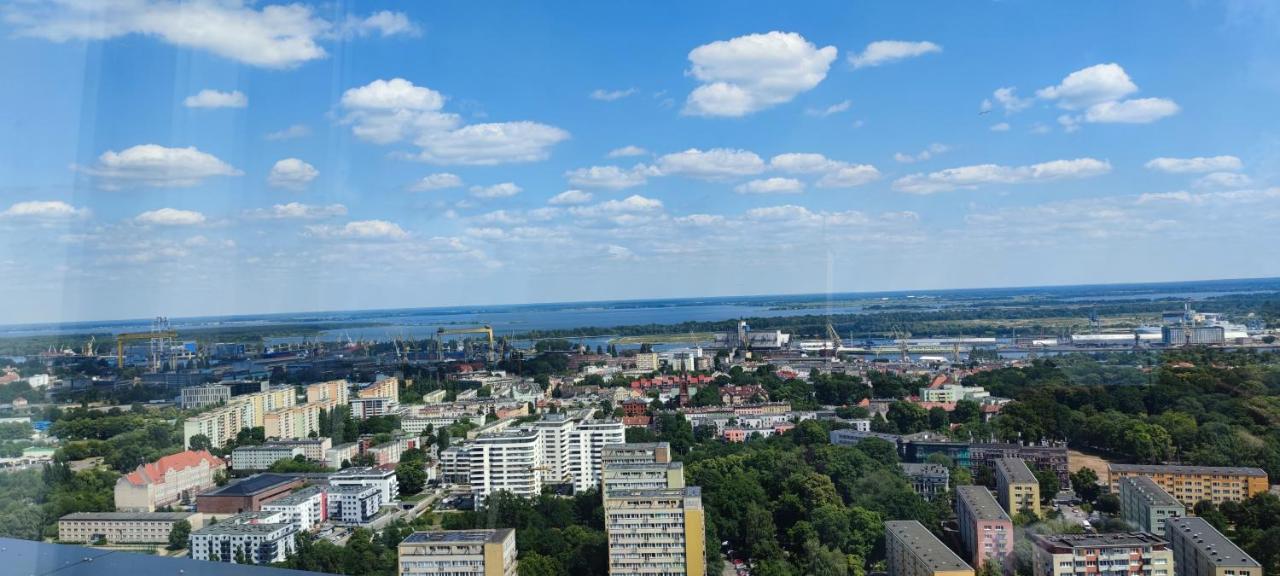 슈체친 Aleda Tower, 14 Floor, Balkon 아파트 외부 사진