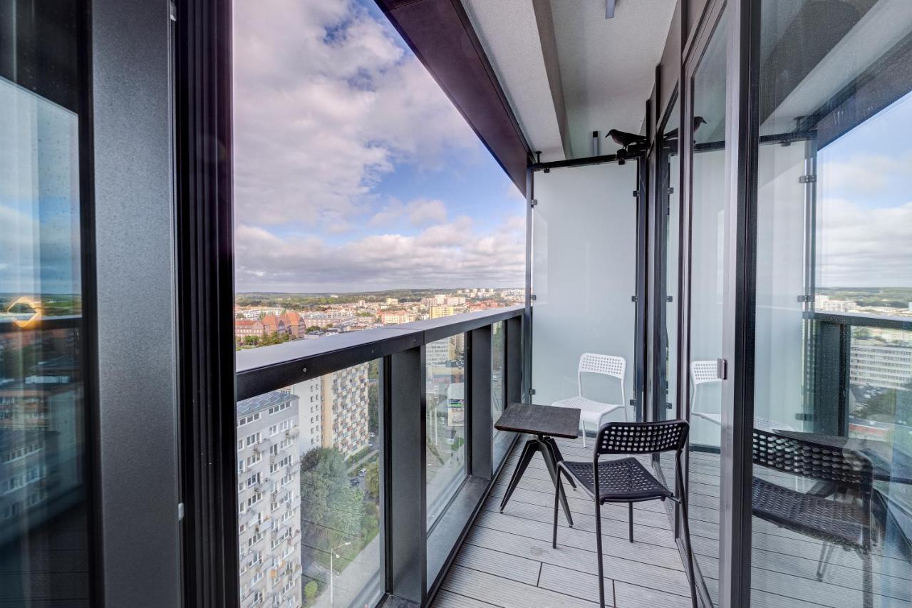 슈체친 Aleda Tower, 14 Floor, Balkon 아파트 외부 사진
